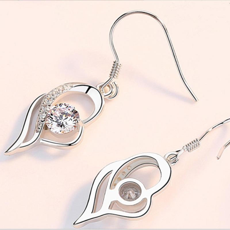 ピアス レディース シルバー925 ロング 揺れる ドロップ 愛 ハート 韓国 フレンチ 上品 エレガント