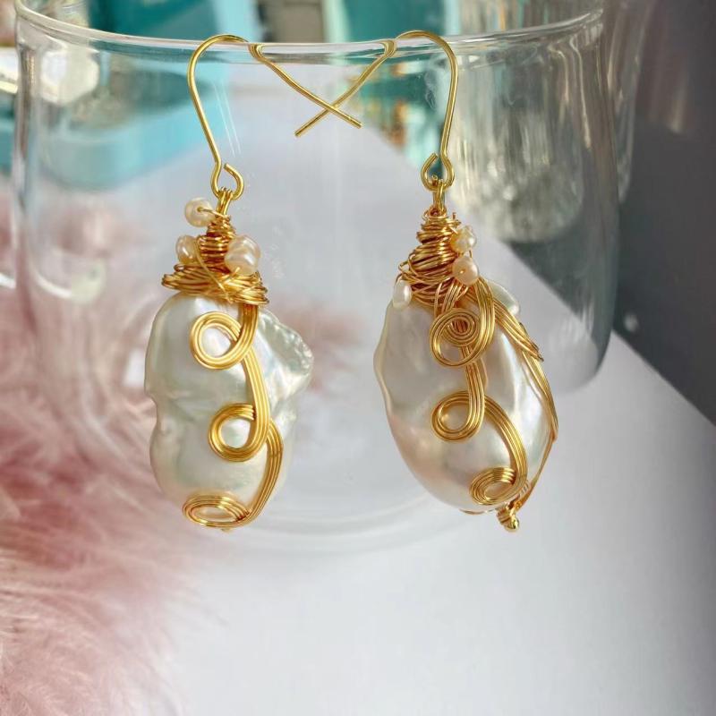 ピアス レディース バロック淡水パール S925シルバー針 レトロ ヴィンテージ風 有核真珠 イヤリング シルバーアクセサリー