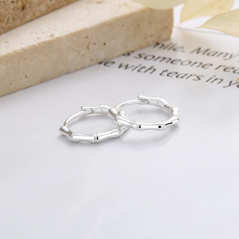Earrings - ピアス レディース S925 シルバー 竹モチーフ イヤリング 通勤 デイリー ナチュラル バンブー シンプル カジュアル 男女兼用
