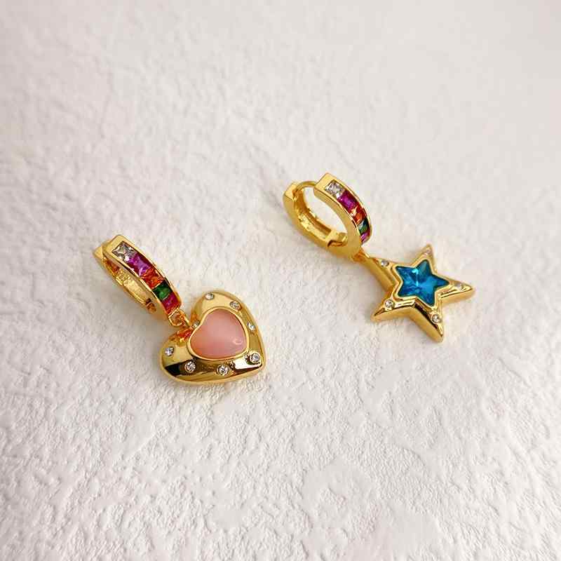 ピアス レディース 星 ハート アシンメトリー カラフル 宝石 イヤリング アクセサリー おしゃれ かわいい