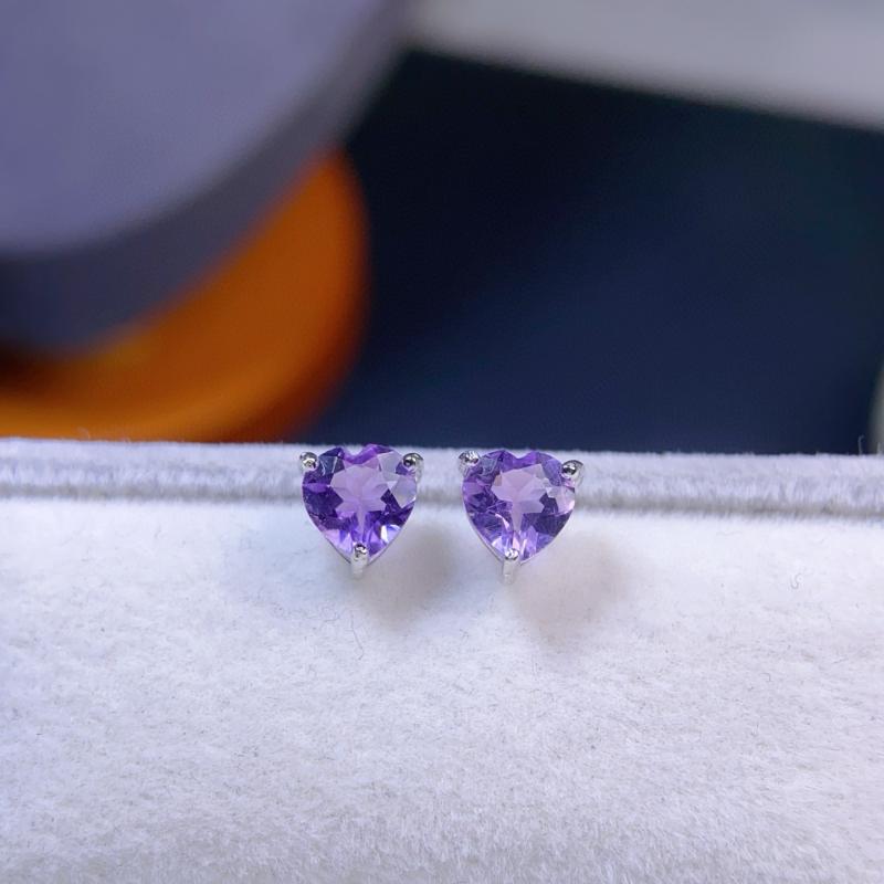 ピアス レディース s925 シルバー 紫水晶 パープル アメジスト ジルコニア ハート スタッド シルバー925 アクセサリー ジュエリー