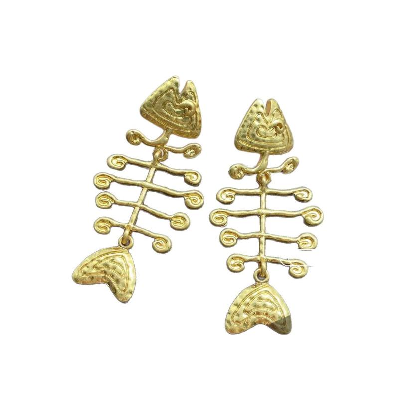 ピアス レディース ゴールド 魚 骨 イヤリング ゴールド タッセル 錦鯉 魚骨 ロング 揺れる かわいい 上品 エレガント