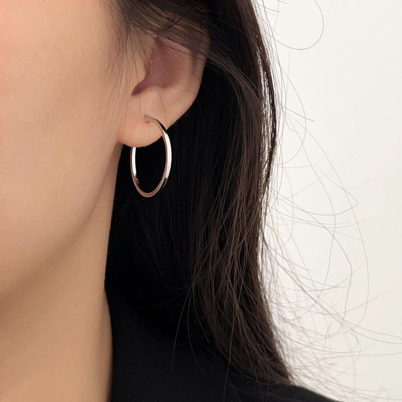 ピアス レディース s925 シルバー 電気メッキ加工 サークル 小さめ かわいい 豪華感 アレルギー対応 大ぶり フープ シルバー925