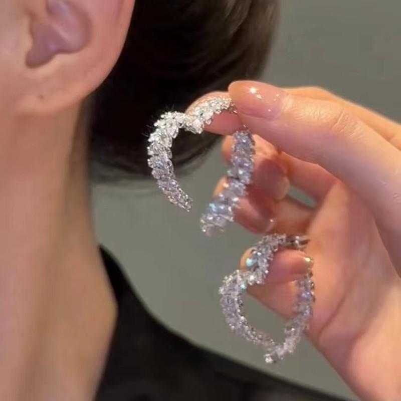 Cubic Zirconia - イヤリング レディース アクセサリー ジルコニア ハート 麦の穂 小さめ 上品 きれいめ かわいい おしゃれ 両用 通勤