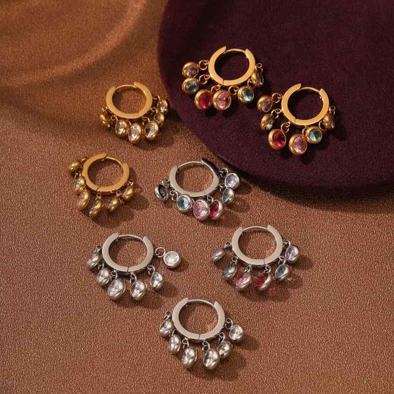 马贝珍珠 - ピアス レディース アクセサリー ステンレス 18K 電気メッキ ジルコニア ラウンド サークル 彩色 かわいい 軽量