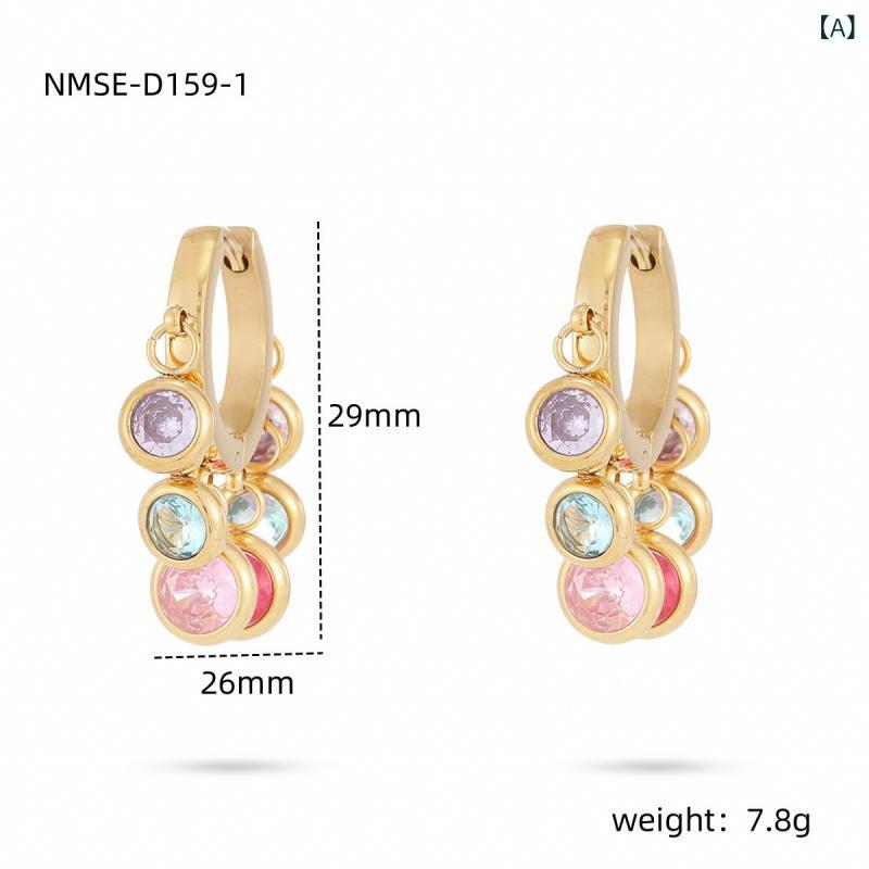ピアス レディース アクセサリー ステンレス 18K 電気メッキ ジルコニア ラウンド ...