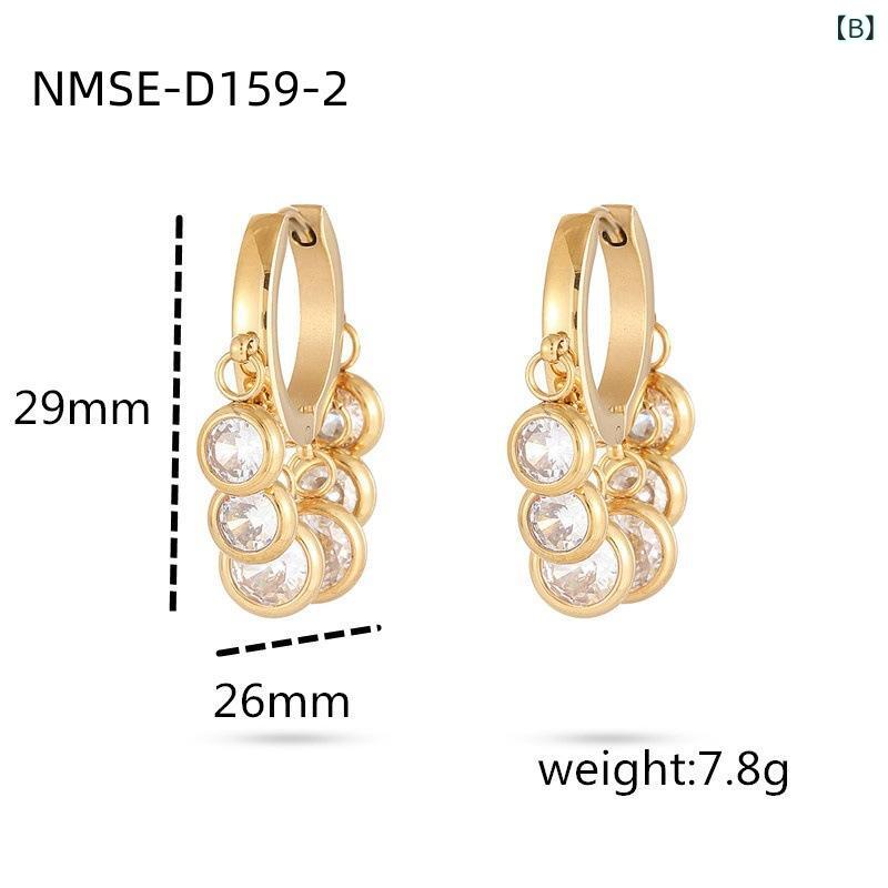 ピアス レディース アクセサリー ステンレス 18K 電気メッキ ジルコニア ラウンド ...