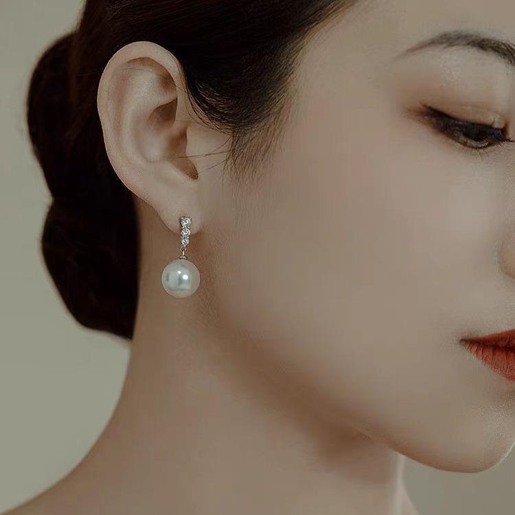ピアス レディース S925 シルバー ジルコニア パール 高見え 小顔効果 シンプル 高見え アクセサリー