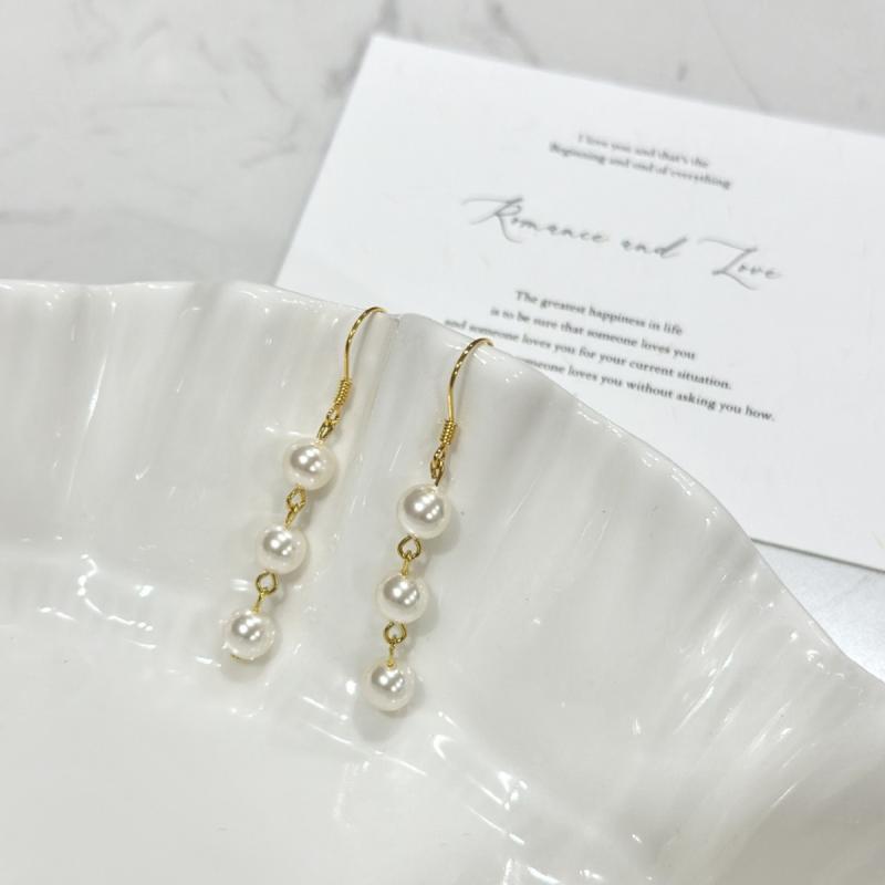 Dine Al - ピアス レディース シルバー925製 小粒パール タッセル ドロップピアス フックピアス シンプル 豪華感 高見え 揺れる エレガント 上品 かわいい デイリー パーティー