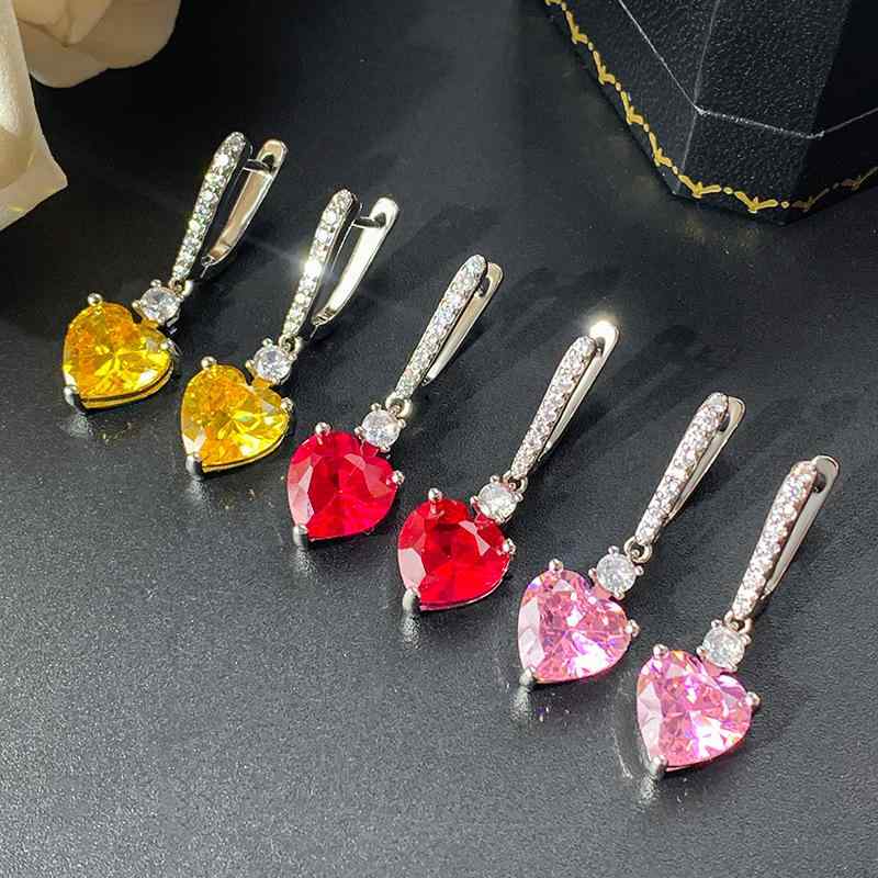 Other - アクセサリー レディース ハート形 レッド ジルコニア ロング 揺れる イヤリング 豪華感 百貨店 卸売