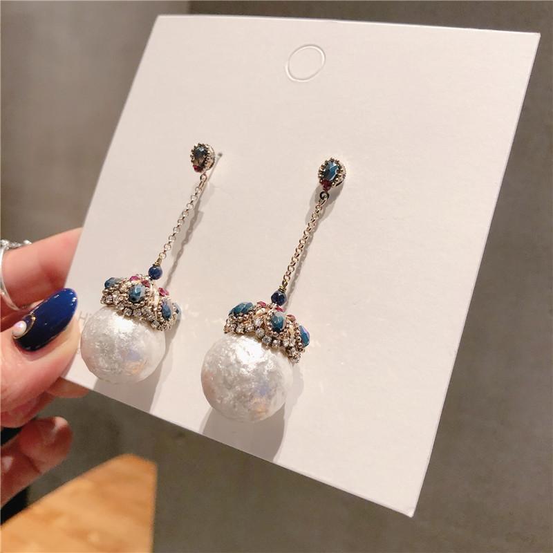 ピアス レディース シルバー925 韓国 手作り 大粒パール ジルコニア 蛍光色 大ぶり かわいい イヤリング