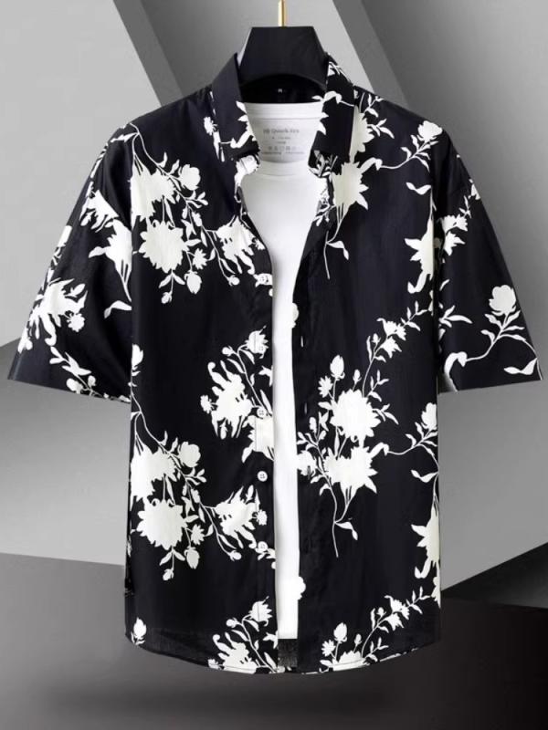 シャツ メンズ 男性用 綿 半袖シャツ プリント柄 カジュアル トップス 感