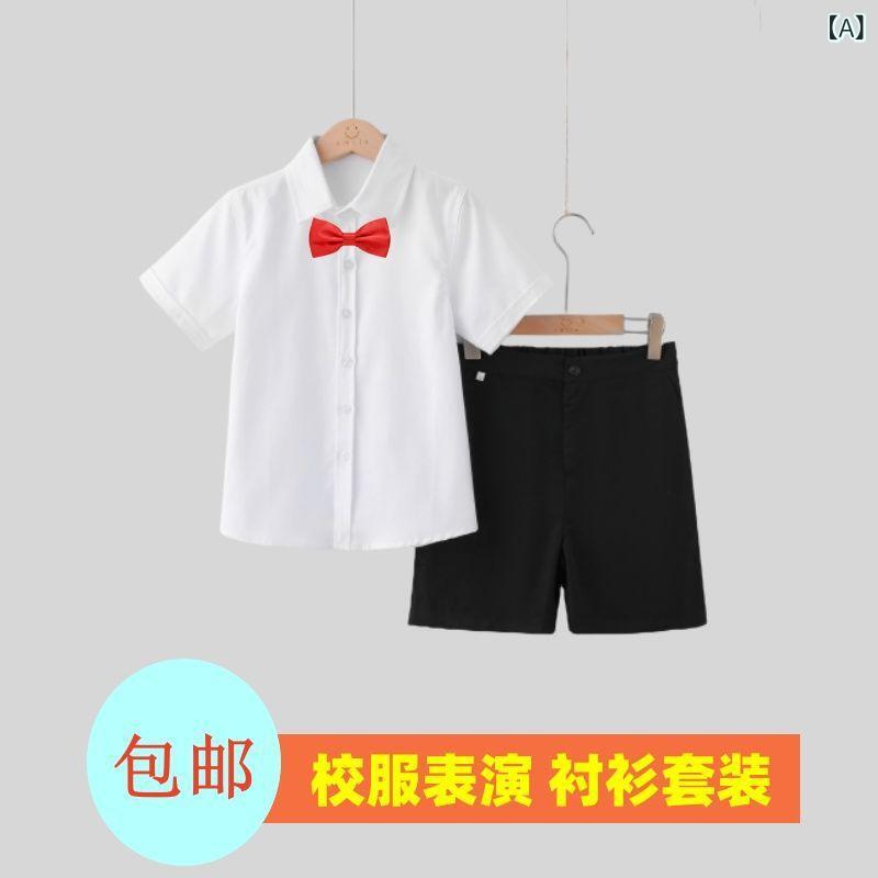 シャツ キッズ 半袖 ブラウス 子供 中学生 大学生 スクール 制服 男の子 ベビー 夏 白シャツ