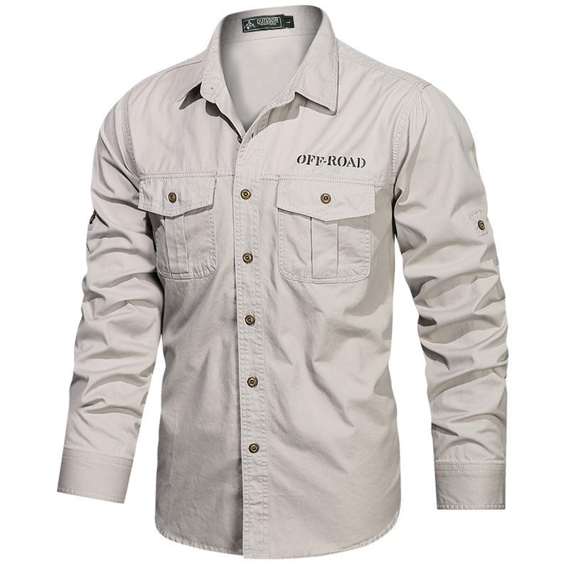 シャツ メンズ 男性用 長袖 春秋 アウター ゆったり 綿 羽織り カジュアル