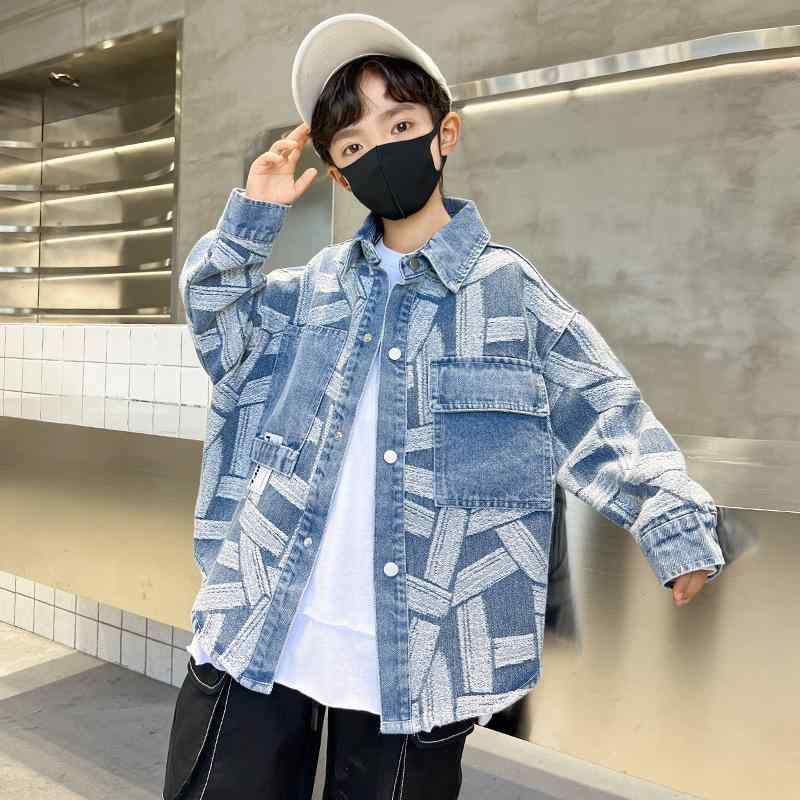 子供服 男の子 デニムジャケット 春秋 中学生 高学年 デニム シャツ トップス 春物 アウター 普段着 通学着