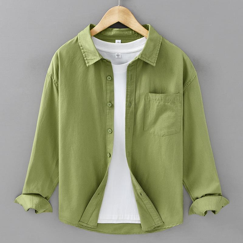 シャツ メンズ 男性用 トップス 長袖シャツ 綿 白 ホワイト 春 百搭 普段使い シンプル カジュアル