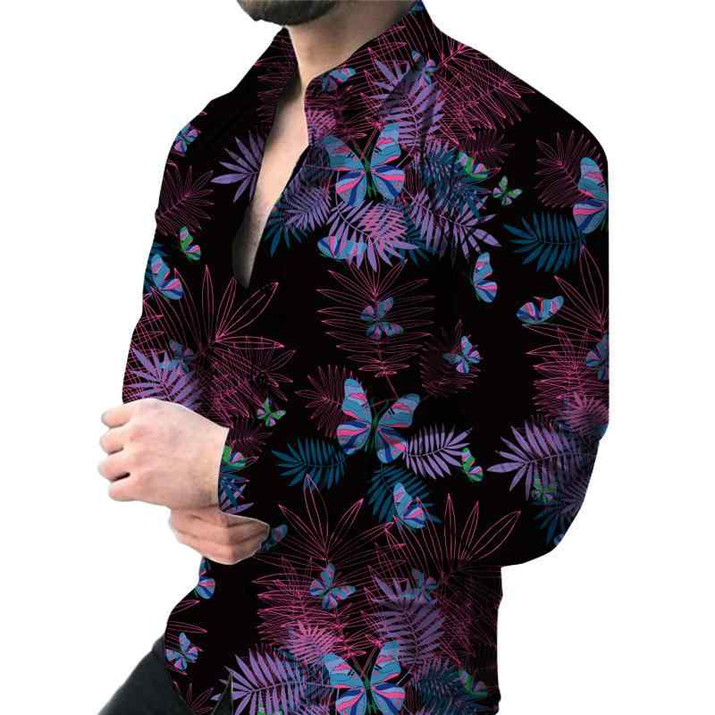 Long-Sleeve （Shape Holding） - シャツ メンズ 男性用 長袖 3D デジタルプリント タイガー 虎柄 トップス 伸縮性