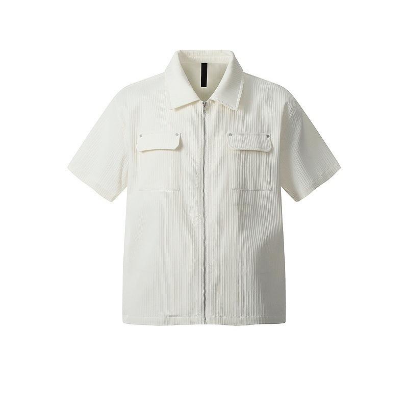 Short Sleeves （Shape Holding） - シャツ メンズ 男性用 半袖 清潔感 無地 短め おしゃれ 翻襟 トップス カジュアル スタイル