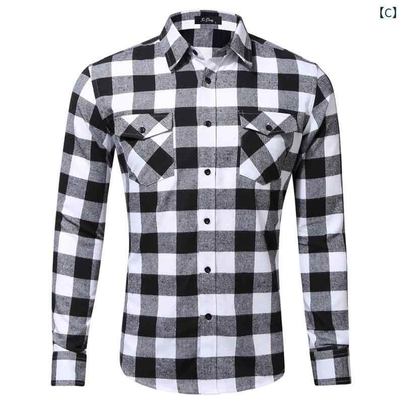 シャツ メンズ 男性用 全綿 コットン フランネル 格子柄 ダブルポケット 普段使い