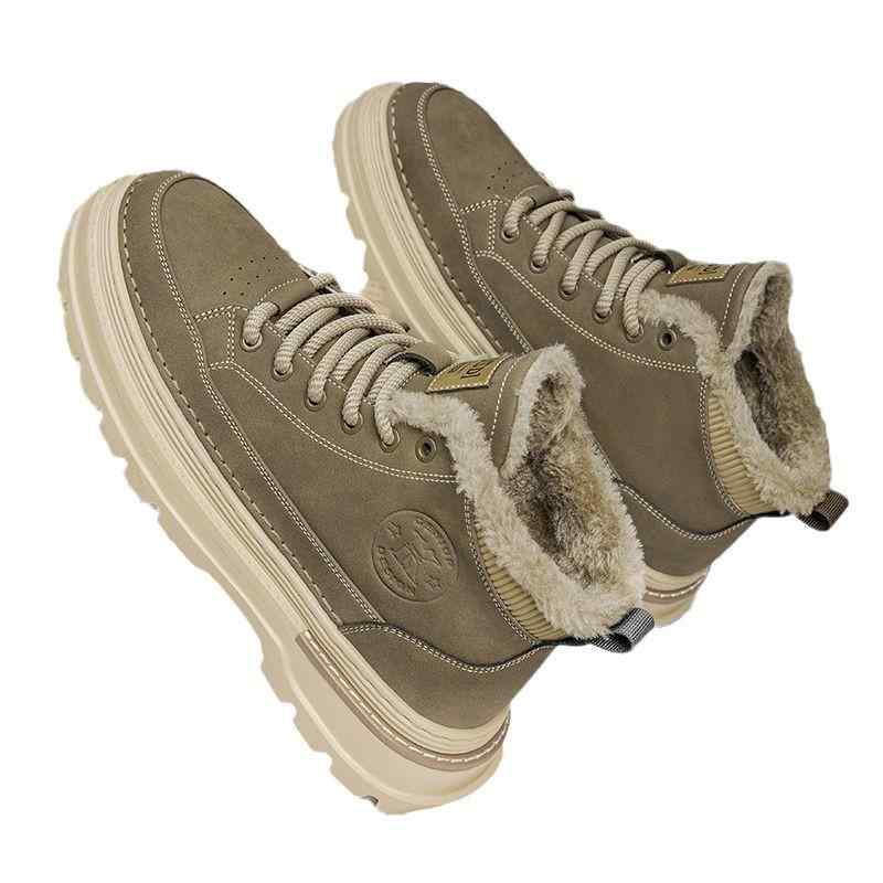 ブーツ メンズ 男性用 高帮 レザーシューズ 革 厚底 アウトドア 雪道 滑り止め あったか 裏起毛 防寒 綿靴