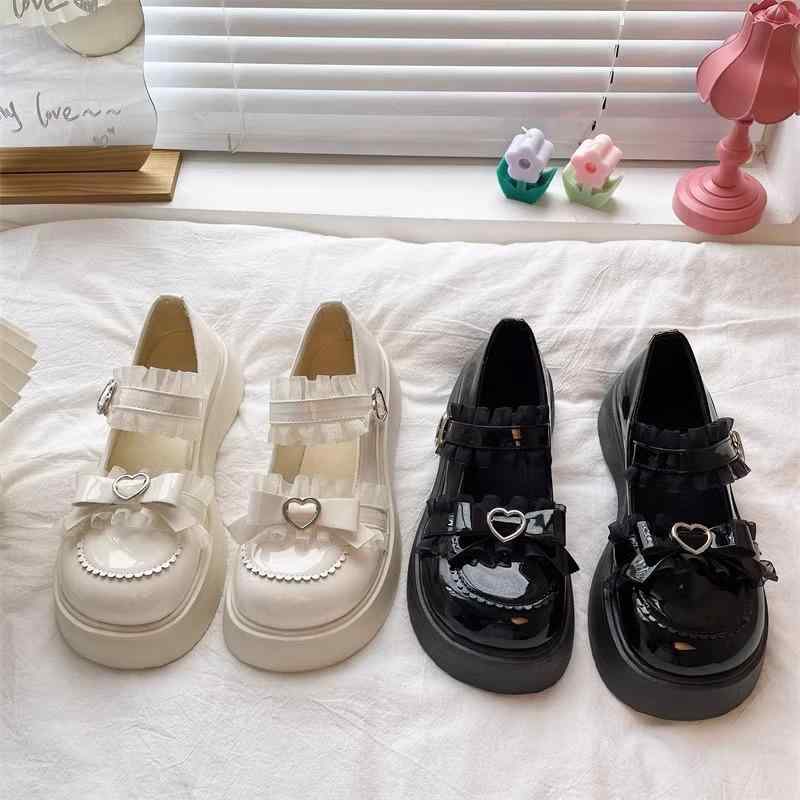 靴 レディース かわいい 蝶結び メリージェーン ローファー 春 ロリータ風 英国風 ロリータ シューズ(4.0)