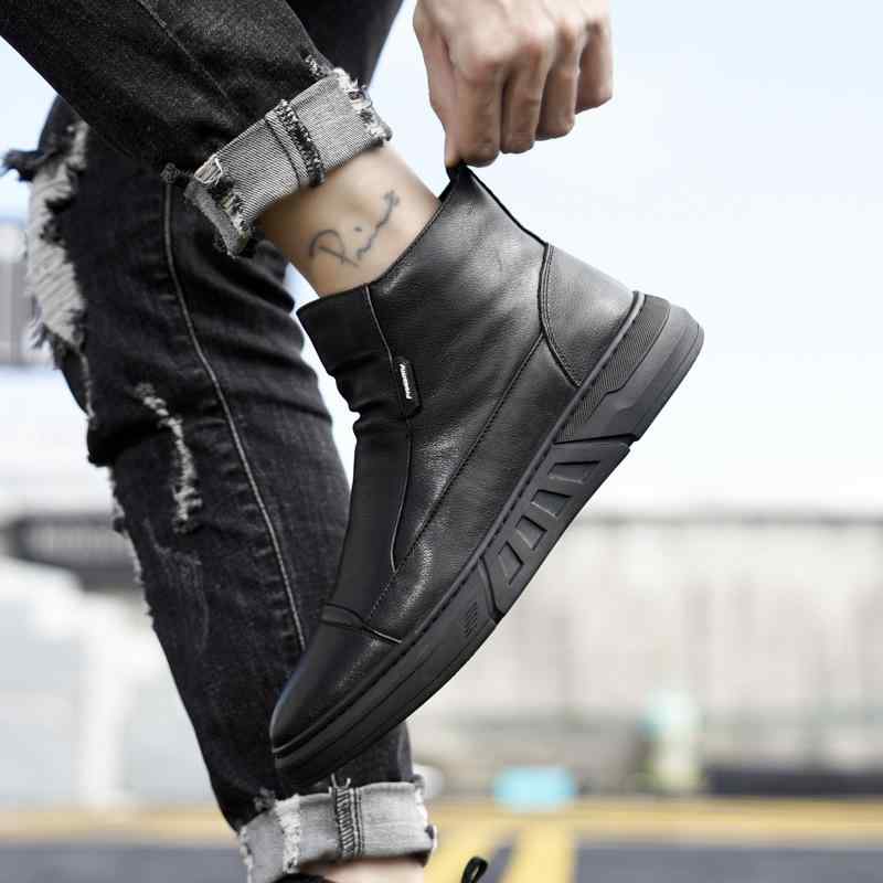 ブーツ メンズ 男性用 秋冬 暖かい 裏起毛 英国風 ハイカット レザーブーツ アウトドア 普段使い 滑り止め 雪道