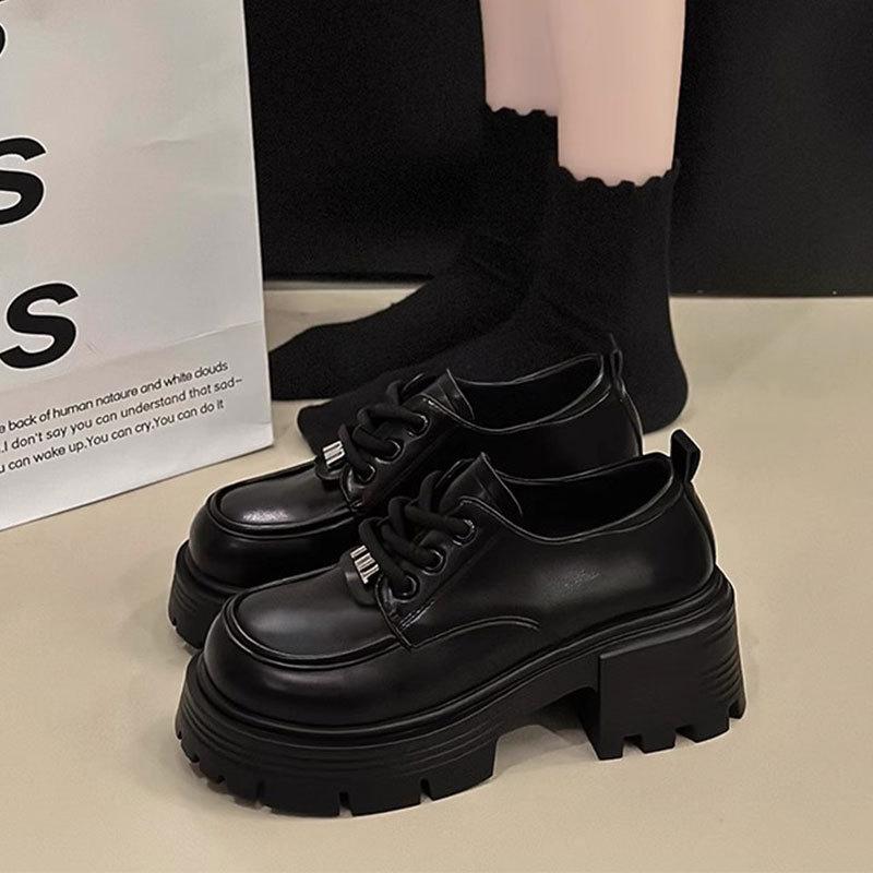 靴 レディース 厚底 ローファー 春秋 メリージェーン シューズ スクール 学生靴 レースアップ カジュアル 歩きやすい 普段使い