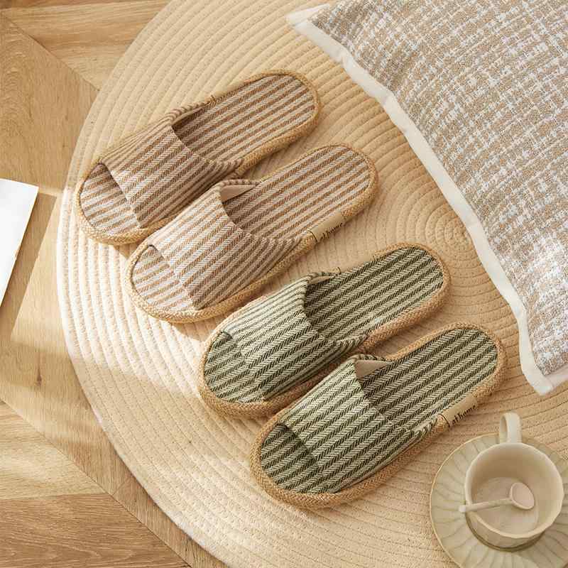 2スリッパ レディース 亜麻 ルームシューズ 室内履き 滑り止め 吸汗 通気性 カップル 男性用 女性用 春夏秋冬