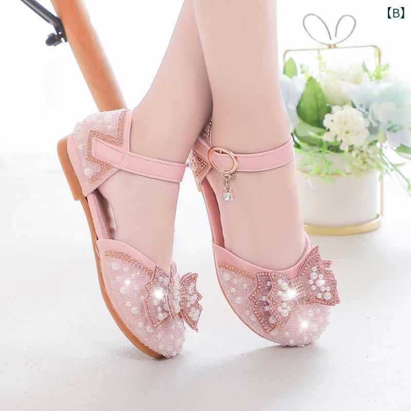 靴 キッズ 女の子 プリンセスシューズ 柔らかい底 バレエシューズ ちょう結び 滑り止め フォーマル 発表会 演奏会 結婚式 かわいい