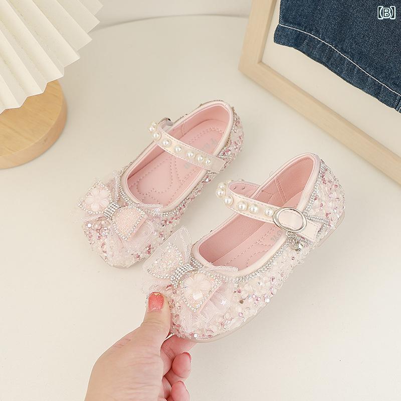 靴 キッズ 女の子 プリンセスシューズ フラットシューズ 柔らかい靴底 子供靴 水晶 春 かわいい ぺたんこ 3