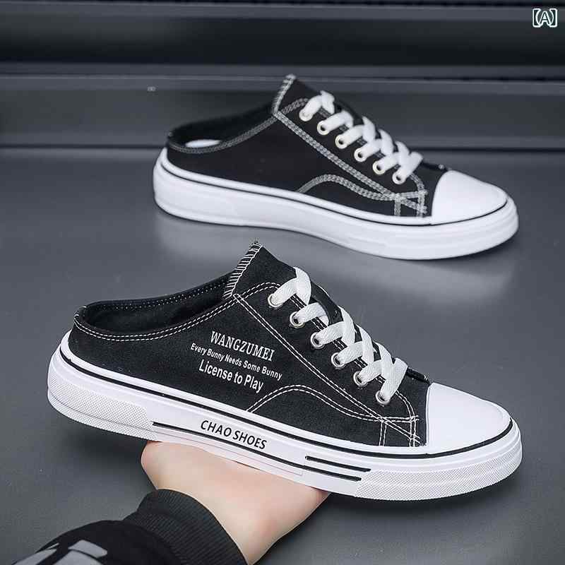 スリッパ メンズ キャンバスシューズ 包頭スリッパ サンダル カジュアルシューズ 港風 ストリート