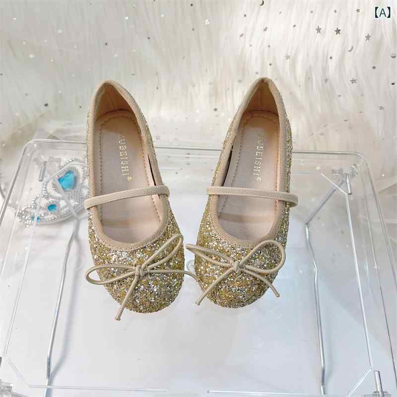 靴 キッズ 女の子 プリンセス シューズ 春 子供靴 皮靴 舞台 演出 靴 キラキラ ラメ入り クリスタル か..