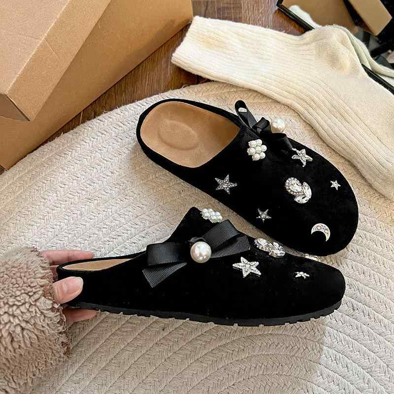 サンダル レディース 秋冬 厚底 黒色 レトロ 外履き サボ サンダル スリッパ