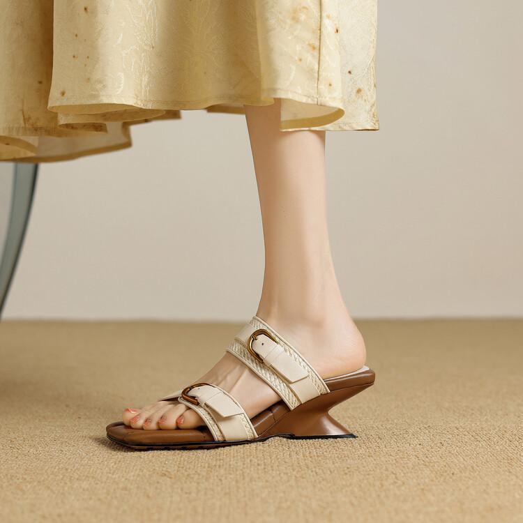 サンダル レディース 高ヒール 涼しい 履きやすい スリッパ 厚底 ミュール 疲れない 歩きやすい ウェッジソール 美脚 外履き ファッション 切り替え 編み込み