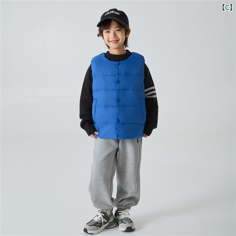 ソファポテトのダウンベスト キッズ 子供服 男の子 女の子 アウター 防寒 暖か 白ダウン フェザー ノースリーブ トップス 普段使い｜アングル3