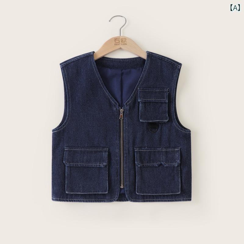 ベスト キッズ 男の子 デニム 春秋 子供服 ベビー 小学生 ワーク 普段着