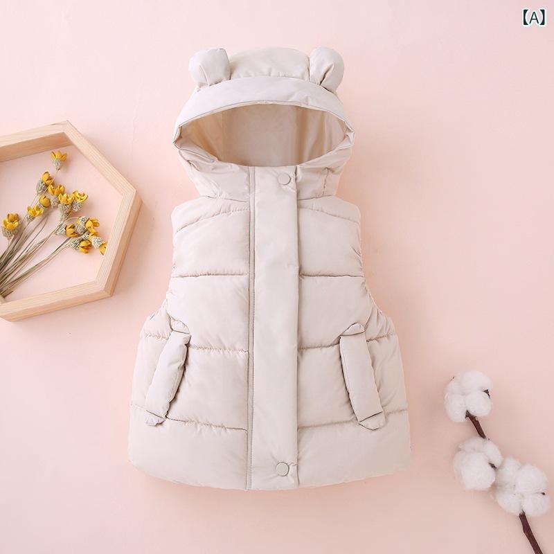 ソファポテトのベスト キッズ 子供服 秋冬 連帽 保温 アウター 男の子 女の子 チョッキ 上着｜アングル2