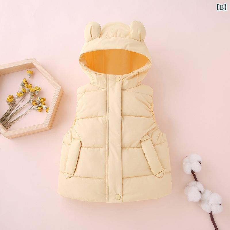 ソファポテトのベスト キッズ 子供服 秋冬 連帽 保温 アウター 男の子 女の子 チョッキ 上着｜アングル3