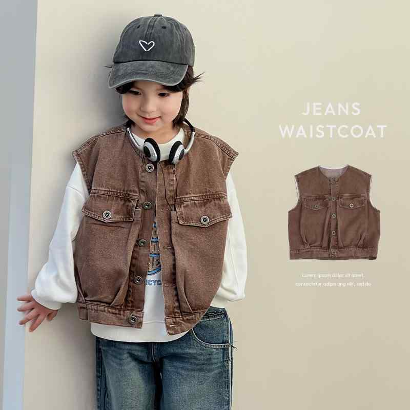 子供服 デニムベスト 春物 男の子 カジュアル 普段着 おしゃれ 韓国 トップス2