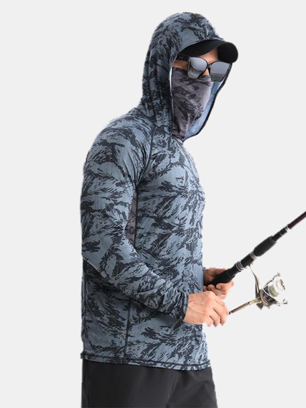 피싱웨어 남성용 접촉 냉감 속건 UV 컷 선탠 방지 낚시 아웃도어 스포츠웨어