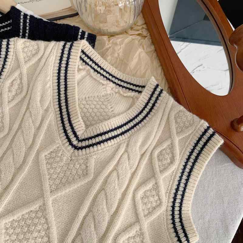 子供服 ベスト 男の子 Vネック ニット セーター ストライプ おしゃれ着 毛 秋冬