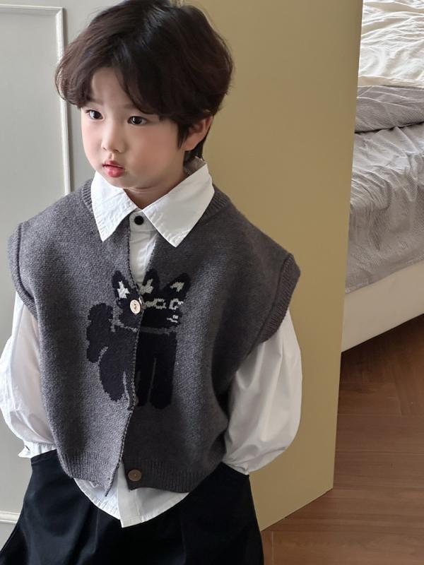 子供服 ベスト ニット セーター 韓国 トップス 男の子 秋冬