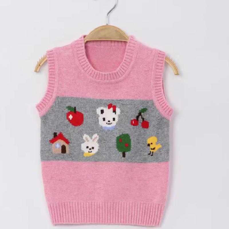 ベスト キッズ 子供服 女の子 男の子 ウール 混紡 ニット セーター チョッキ ノースリーブ かわいい 普段使い