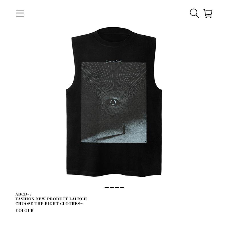 ベスト 男性用 高見え ヘビーウェイト コットン ゆったり シルエット ストリート アメカジ デザイン ノースリーブ トップス メンズ レディース ライク