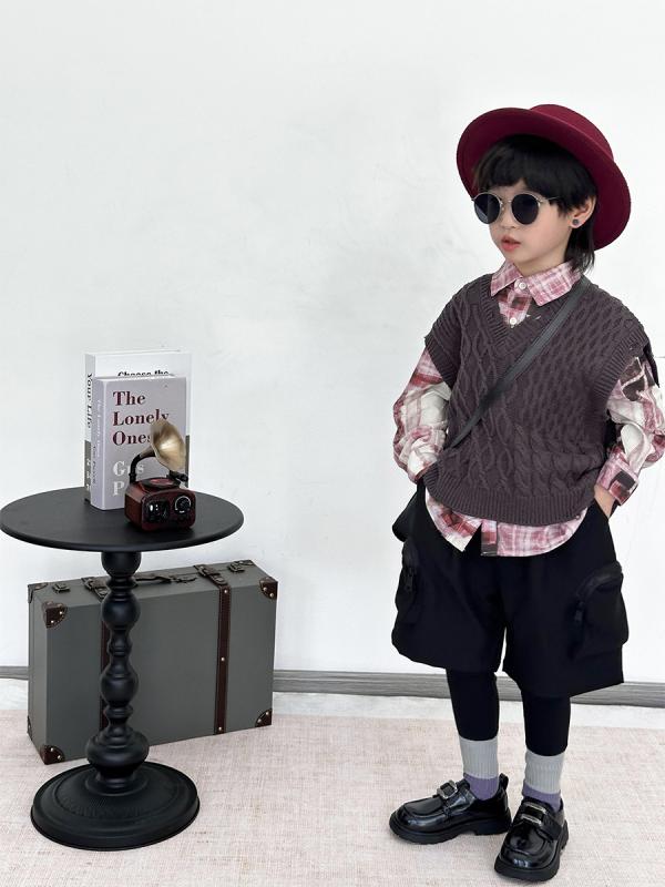子供用ベスト 男の子 春物 ニットベスト 2025年 中 крупный 子供用 プルオーバー トップス おしゃれ