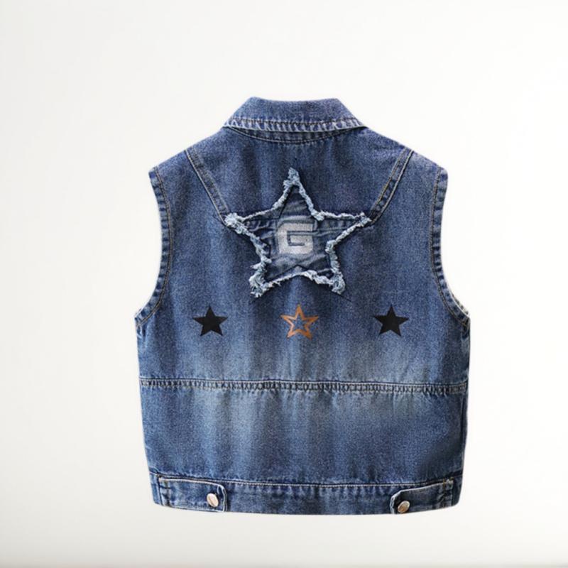子供服 ベスト 男の子 デニム 春秋 中大 детска дреха パッチワーク