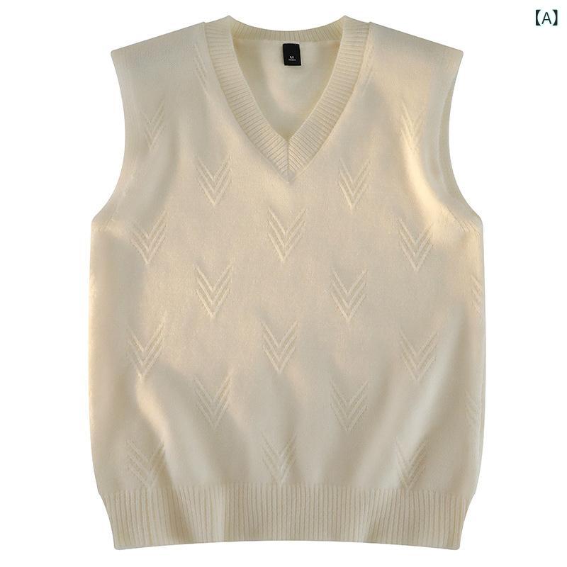ニット メンズ ベスト 春秋 男性用 カットソー ノースリーブ チョッキ ゆったり プルオーバー トップス インナー