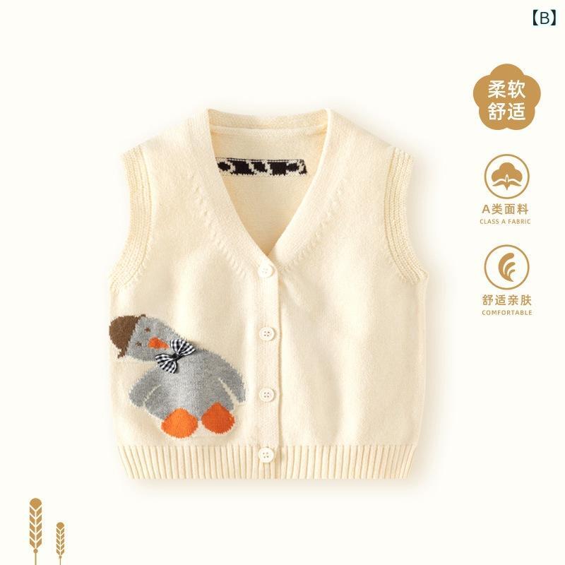 ベビー服 ニットベスト 春秋 男の子 新生児 赤ちゃん 子供服 かわいい カートーン...