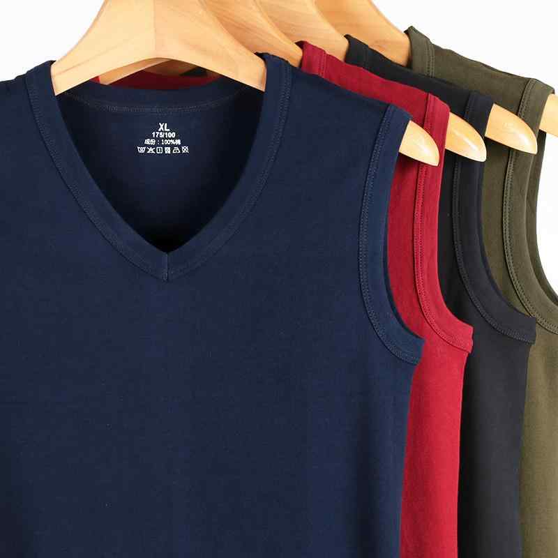 Long-Sleeved - タンクトップ メンズ 男性用 筋トレ スポーツウェア 綿 Vネック ノースリーブ インナーシャツ 運動用