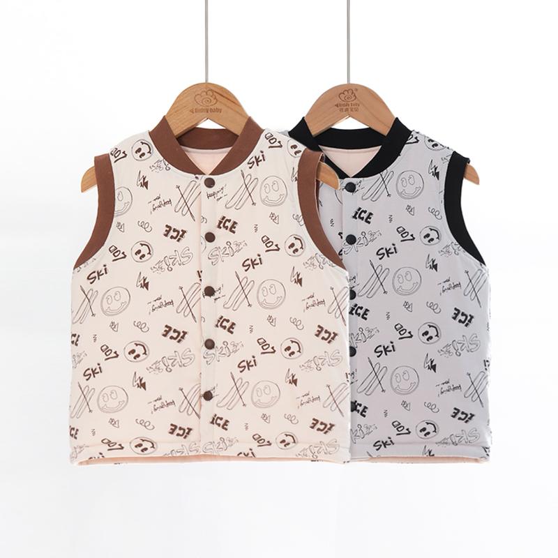 子供用ベスト 秋冬 男の子 中綿 あったか 前開き 厚手 ベビー チョッキ 防寒 インナー アウター2